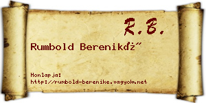 Rumbold Bereniké névjegykártya